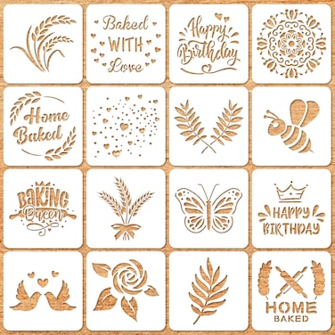 20 Pieces Bread Stencils Artisan Bread Stencil Baking Stencil Set Cook Stencil Baking Template Bread, Cake, Pie, or Cookie Stencils Template Mold for Decorating, 20 Styles