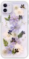 Abbery for iPhone 11 Flower case, Cute Clear Soft TPU Flexible Rubber Pressed Dry Real Flowers Case Blue White Flower Case for iPhone 11 (Navy Flower)