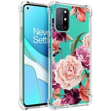 Osophter for Oneplus 8T Case,1+8T Case,Oneplus 9R Case Flower Floral for Girls Women Shock-Absorption Flexible TPU Rubber Phone Cover for Oneplus 8T(Purple Flower)
