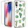 GiiKa for iPhone X Case, iPhone Xs Case, Clear Full Body Shockproof Protective Floral Girls Women Hard Case with TPU Bumper Cover Phone Case for iPhone Xs, Green Cactus