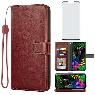 Asuwish Compatible with LG G8 ThinQ Wallet Case with Tempered Glass Screen Protector and Leather Flip Cover Card Holder Stand Accessories Phone Cases for LGG8 Thin Q G 8 LG8 G8thinq LGG8thinq 8G Brown