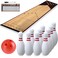 Mini Kids Bowling Set &ndash; Bowling Pins &amp; Ball Game Set &ndash; Full Bowling Alley Games Toys &amp; Score Cardfor Kid Age 5+ &amp; Adult &ndash; Home Indoor Outdoor Backyard Lawn Yard (10 Pins, 1 Ball, 1 Lane Mat)