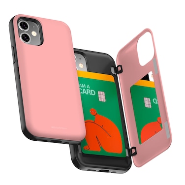 GOOSPERY iPhone 12 Mini Wallet Case with Card Holder, Protective Dual Layer Bumper Phone Case - Pink