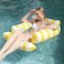4-in-1 Inflatable Pool Floats Hammock, Multi-Purpose Water Hammock with Arm Pool Inflatables Pool Rafts Bed for Adults, Floating Bed Lounge Chair for Swimming Pool Beach Sea, Yellow