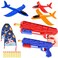 Ccinnoe Airplane Launcher Toy with 3 Foam Glider Planes, 2 Launchers, 2 Kites, 10 Soft Bullets, Catapult Plane Toys for Kids, Outdoor Flying Toy for Ages 3 4 5 6 7 8 9 10 11 12 Years Boys Girls