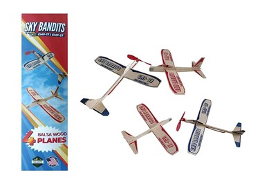 Balsa Wood Airplane Kits  Gliders And Propeller Plane Toys Set   Set Of 4 Wooden Airplane   2 Rubberband Powered Propellor Planes And 2 Balsa Wood Glider Planes   Model Toy Airplane Kit