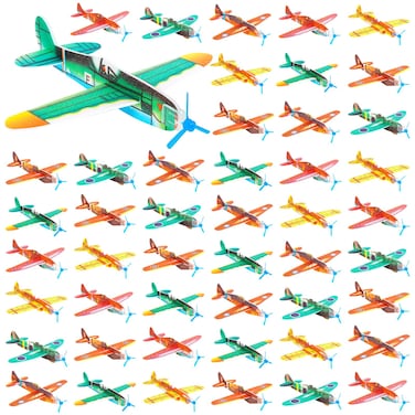 LUCKJOY 48 Pcs Airplane Toy, 8 inch Foam Airplanes for Kids,Paper Airplane Kit for Toddlers 3-5, Glider Toy Planes for Kids,Party Favors Goodie Bag Stuffers Classroom Prizes for Boy Girl Children
