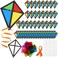 Threehoney 24 Sets Suncatcher Kite Craft VBS Breaker Rock Beach Paper Kite Stained Glass Decoration DIY Make Your Own Kite for Window Classroom Crafts Art Projects Party Favors Outdoor Activities
