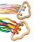 Set of 2 Rainbow Hand Ribbon Kites with Bells - Cloud Rainbow Wind Wand Hand Kite Ribbon - Wooden Sensory Educational Tool for Kids&#39; Birthday Party Gifts