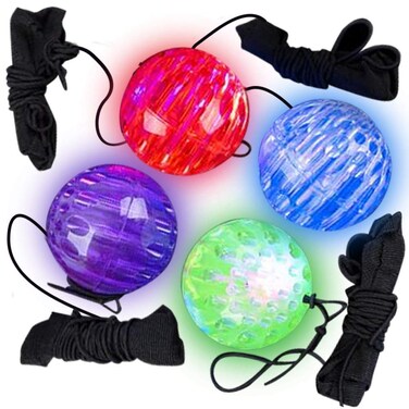 ArtCreativity Light Up Orbit Wrist Balls, Set of 4, Light up Balls with Flashing Lights and Elastic String, Orbit Ball Toy Glow in the Dark, Glow Toys Easter Party Favors for Kids Ages 3+
