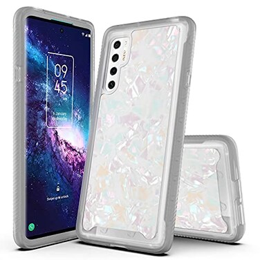 Rosebono Hybrid Graphic Design Pattern Case for TCL 20 Pro 5G (Star White Shell, Bumper, Shock-Absorbent, Smooth Finish, Phone Case)