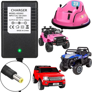 12v Battery Charger for Kids Ride on Car - 12V 1000mA Charger for Kidzone Bumper Car, Charger for Best Choice Products Jeep,Class 2 Power,12v Battery Charger for Kids Electric Car Toys