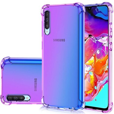 Gufuwo Case for Samsung A70, Galaxy A70S Cute Case Girls Women, Gradient Slim Anti Scratch Soft Clear TPU Phone Case Cover Shockproof Case for Samsung Galaxy A70/A70S (Purple/Blue)