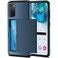 Jiunai Galaxy S20 Case, [NOT for S20 FE] Wallet Case Credit Card Holder IDs License Pocket Shell Sliding Cover Dual Layer Rubber Cover Wallet Case for Samsung Galaxy S20 5G 2020 Navy