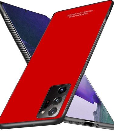 Designed for Samsung Galaxy Note 20 Ultra Case with High Tempered Glass Quality at Back,Anti-Drop,Red