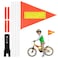 Bike Flags with Pole for Safety, Bicycle Safety Flag with Reflective Stripes, 6 ft Adjustable Height Heavy Duty Fiberglass Flag, Waterproof Orange Reflective Flag