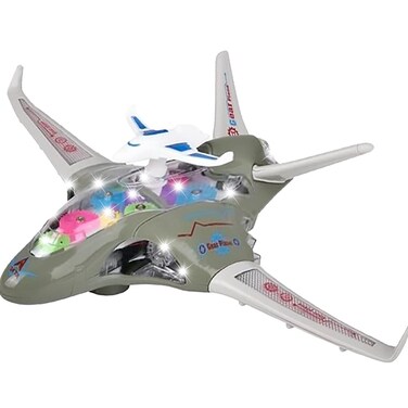 ArtCreativity Light Up Transparent Fighter Jet for Kids, Bump and Go Kids Airplane with Colorful Spinning Gears, Music, &amp; LED Effects, Fun Toy Airplane for Boys and Girls