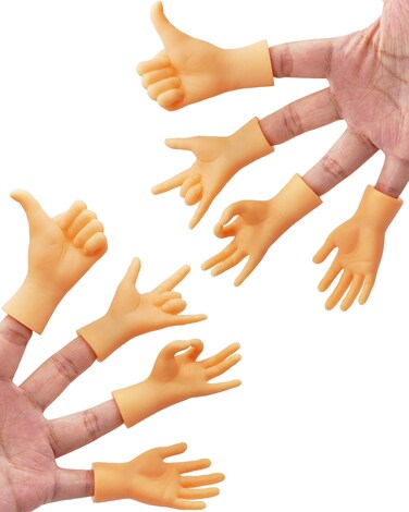 AQKILO Tiny Hands Miniature Finger Puppets with Left and Right Hand, Party Favors, Educational, TikTok Toys, 8 Pieces (4 Mixed Style)
