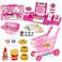 deAO Pretend Play Register, Kids Cash Register Toy with Real Calculator/Toy Scanner/Shopping Cart/Play Money/Basket/Play Food, Learning Toys Gifts for 4-8 8-12 Kids Boys Girls,Pink