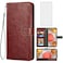 Asuwish Compatible with Samsung Galaxy A42 5G Wallet Case Tempered Glass Screen Protector and Leather Flip Card Holder Stand Cell Phone Cases for Glaxay A 42 G5 Gaxaly 42A S42 4G 2021 Women Men Brown