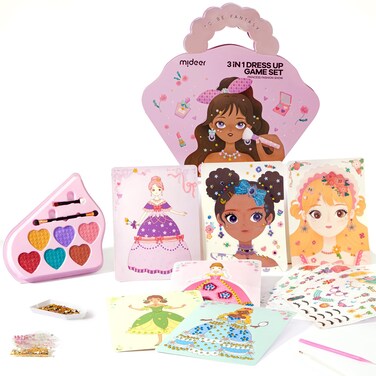Mideer 4 in 1 Art Craft Kits for Kids, Princess Dress Up Game Set with Diamond Painting &amp; Scratch Paper Art, Paper Fantasy Makeup Activity Art Craft Kits for Girls Age 3 4 5 6 7 8