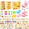 Rileryan 177 PCS Mini Shopping Cart Basket Miniature Food Bottle Drink Fruit Cake Bread Metal Handcart Small Dining Cart Supermarket Store Grocery Accessories