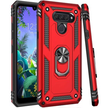 Zoeirc Compatible with for LG K50 Case/for LG Q60 Phone Case, [Military Grade] Magnetic Car Ring Holder Mount Kickstand Defender Protective Cover Case (red)