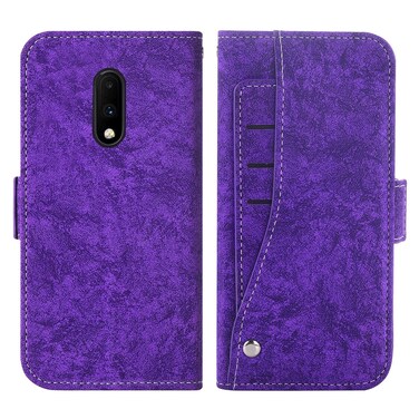 Asuwish Compatible with OnePlus 7 6T Wallet Case Tempered Glass Screen Protector Card Holder Stand Kickstand Phone Cases for OnePlus6T A6013 OnePlus7 GM1900 One Plus6T 1+ Plus7 1 Plus 1plus T6 Purple