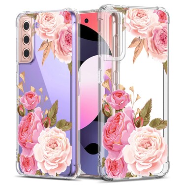 GREATRULY Floral Clear Case for Galaxy S21 for Women/Girls,Pretty Phone Case for Samsung Galaxy S21,Flower Design Slim Soft Transparent Drop Proof TPU Protective Silicone Bumper Cover Shell,FL-K