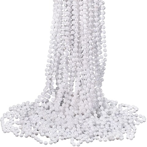 36 Pack Long Pearl Necklace Fake Pearl Necklace Bulk Costume Jewelry for Women 1920s White Faux Pearl Beaded Strand Layered Necklace Accessories for Christmas Wedding Bridal Shower Tea Birthday Decor