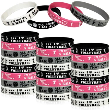 ParsNuntio Volleyball Bracelet, 24 Packs Silicone Wristbands for Sport Themed Party Favors, One Size Fits Most