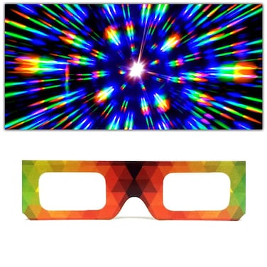 GloFX Paper Cardboard Diffraction Glasses &ndash; Geometric Rainbow (10 Pack)
