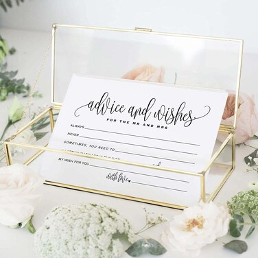 Confetti Advice and Wishes for The Mr and Mrs (50 Cards) Marriage Advice Cards, Wedding, Bride, Groom, Bridal Shower, Fill in The Blank, Minimalist