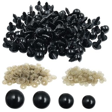 findTop 1000 Pieces Black Plastic Safety Eyes with Washers for Stuffed Animal Eyes DIY Craft Projects (4 Sizes)