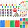 Empire Party Supply 60 Pcs Building Blocks Party Favors For Kids, Set Of 12 Brick Style Keychain Wristband Treat Bag Straws Stickers for Building Blocks Birthday Party Supplies