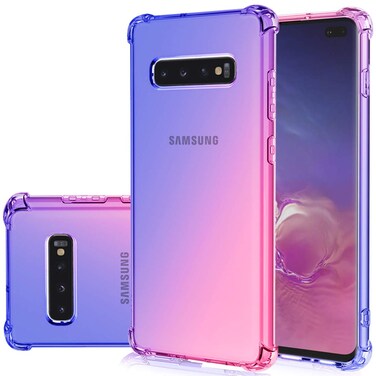 Gufuwo Case for Samsung S10 Plus, Galaxy S10+ Cute Case Girls Women, Gradient Slim Anti Scratch Soft Clear TPU Phone Case Cover Shockproof Case for Samsung Galaxy S10 Plus (Blue/Pink)