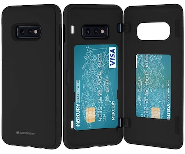 GOOSPERY Galaxy S10e Wallet Case with Card Holder, Protective Dual Layer Bumper Phone Case (Black)