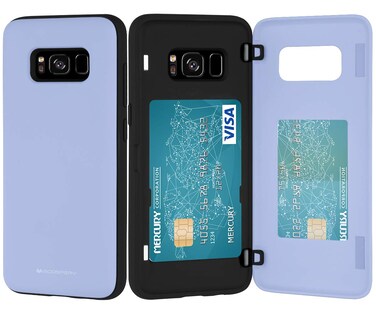 GOOSPERY Galaxy S8 Wallet Case with Card Holder, Protective Dual Layer Bumper Phone Case (Lilac Purple)