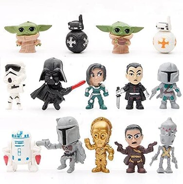 Star Wars cake toppers 14Pack Toys set 1.5'' Dolls Figure Statues for the Star Wars party supplies