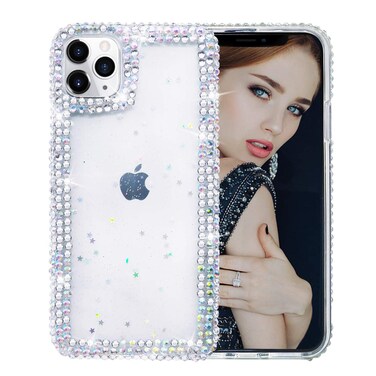 Bonitec Jesiya for iPhone 11 Pro Case 3D Glitter Sparkle Bling Case Luxury Shiny Crystal Rhinestone Diamond Bumper Clear Protective Case Cover Clear for Women