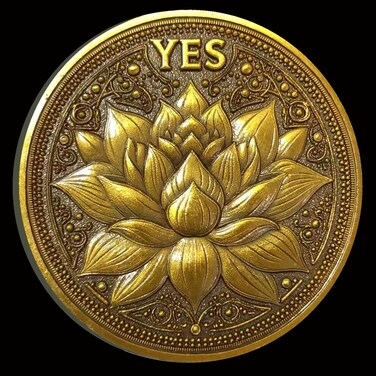 CYOUNG Golden Decision-Making Coin - Elegant Yes/No Challenge Coin with Lotus and Phoenix Design