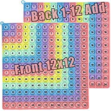 PETBSNVB Multiplication 12x12, Addition 1-12, Math Fidget Popper, Learn Multiplication, Addition with Pop Fidget Toy, Learning Tools for Students and Children, Bubble Sensory Rainbow (Rainbow-Pink)