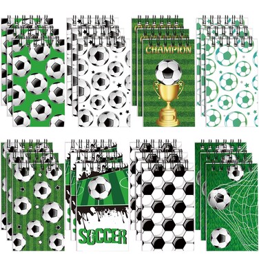 24 Pcs Sports Party Favors Soccer Mini Notepads Soccer Notebooks for Kids Soccer Party Favors Soccer Notepad Spiral Journal Notebooks Teacher School Classroom Reward Supplies for Teens Boys Girls
