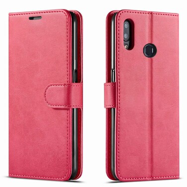 Galaxy A20 Phone Case, Samsung A20 Phone Case, with [Tempered Glass Screen Protector Included] STARSHOP PU Leather Wallet Shockproof Phone Cover Kickstand with Pocket Card Slots Magnet Closure -Pink