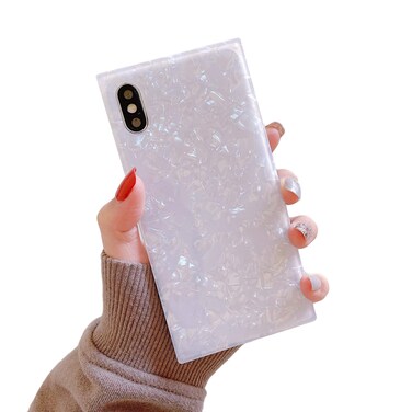 Cocomii - Rectangle Case Compatible with iPhone XR - Opalescent Pearl, Glitter Sparkle, Glossy, Women Girls Men, Protective Phone Case for iPhone XR 6.1 inch, White