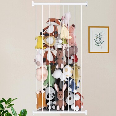 Hanging Stuffed Animal Storage, Corner Soft Toy Storage Organizer Large Stuff Animal Organizer Holder Zoo - Metal Length Adjustable Plush Storage for Teddy Bear Kids Nursery Playroom Wall Decor