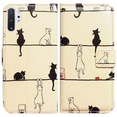 Bcov Case for Galaxy Note 10 Plus, Black Cat White Cat Leather Flip Phone Case Wallet Cover with Card Slot Holder Kickstand for Samsung Galaxy Note 10 Plus/Note 10+