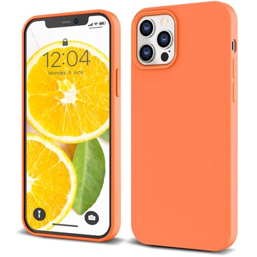 IceSword iPhone 12 Case and iPhone 12 Pro Case 6.1&rdquo; (2020), Liquid Silicone Case Cover, Soft Microfiber Cloth, Bright Orange Citrus Fruit Carrot Cute,Rubber Drop Protective Shockproof 12/12P - Orange