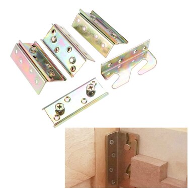 No-Mortise Bed Rail Brackets Set of 4 -Premium Heavy Duty adjustable Rust Proof Frame Bracket for Connecting to Wood