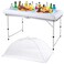 SiliFine Set of 3 Pool Party Supplies 4 Foot Folding Ice Table Cooler Table Outdoor Mesh Food Covers Food Tent Inflatable Serving Bars Food Trays for Party Buffet for BBQ Picnic Camping